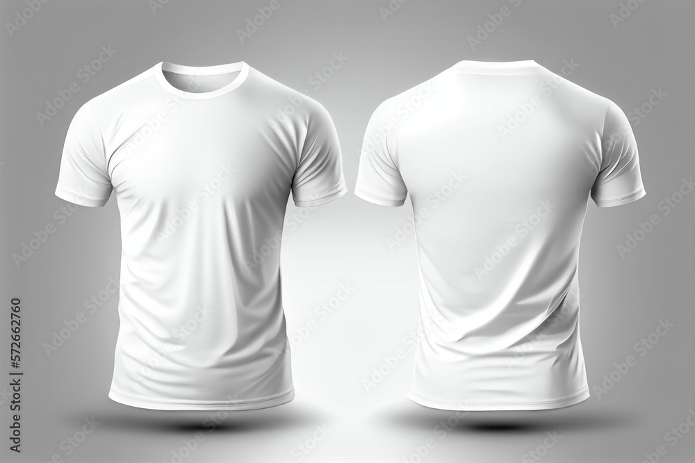 Blank white T-shirt, mock up template, front and back view, isolated on ...