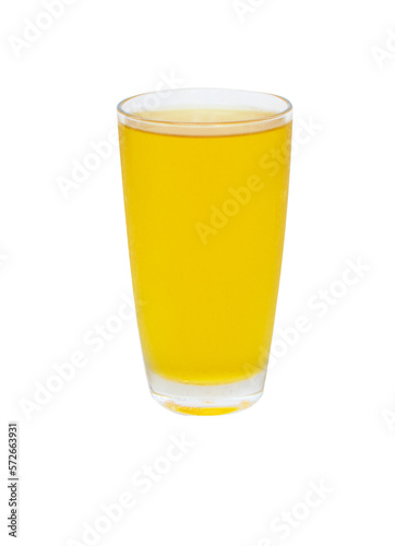 Tall glass of chrysanthemum flowers ice tea yellow isolated on cutout PNG. To drink to cure thirst add freshness to the body lower blood pressure. Chrysanthemum is a plant that originated in China.