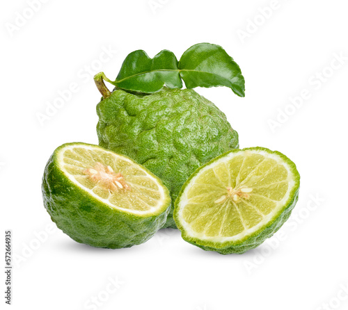 Fresh Bergamot with leaves isolated on transparent background