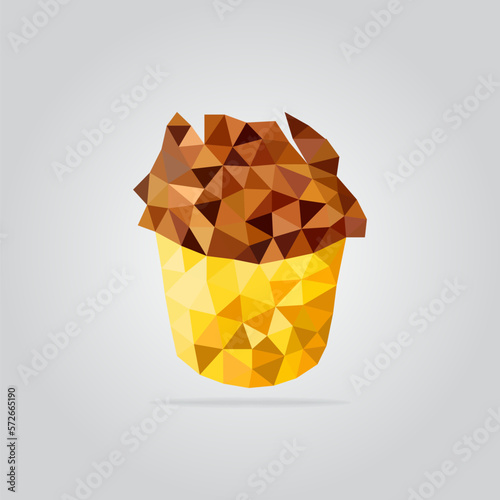 Polygonal abstract geometric low poly food eating menu restaurant fruit vegetables bevarages drink sweet hamburger fast food dessert coffee tea wine triangle pattern photo