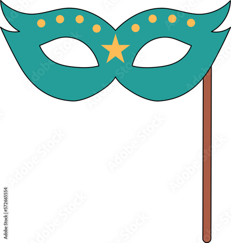 Blue carnival mask on stick