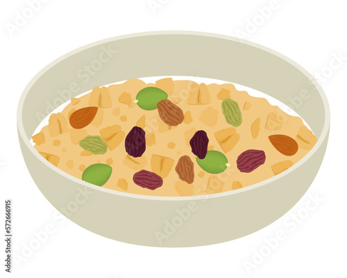 オートミールのグラノーラのイラスト