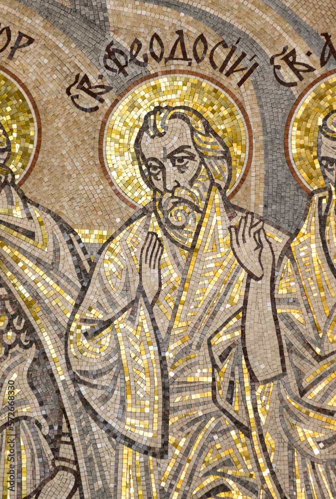 Mosaic icon of St. Theodosius of Kiev Caves