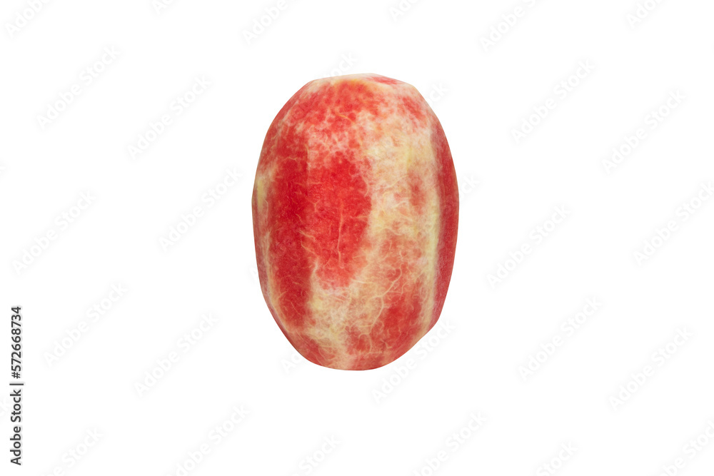 Fototapeta premium Whole fresh peeled watermelon red vertical. The most popular summer fruits around the world. When eaten, it makes it refreshing, which people like to eat after meals. isolated on cutout PNG.