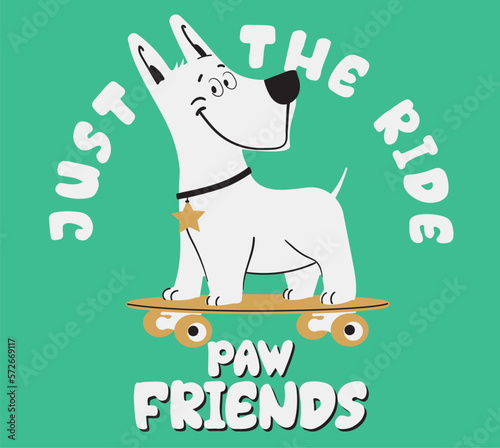 illustration of a dog skateboarding for t shirt design