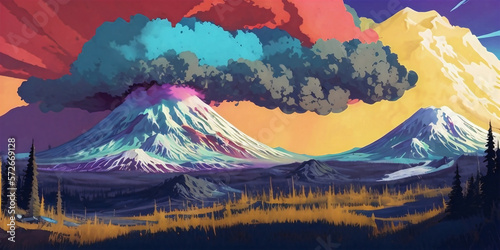 Dreamy Colorful Cloud Swirls Over Landscapes (Created using Generative AI) © DigiDazzle