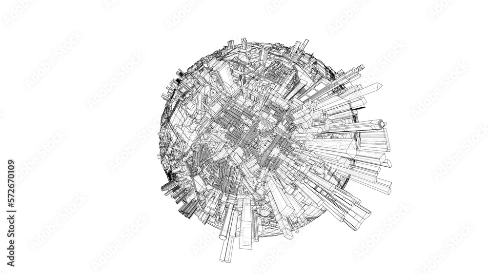 3d city sphere