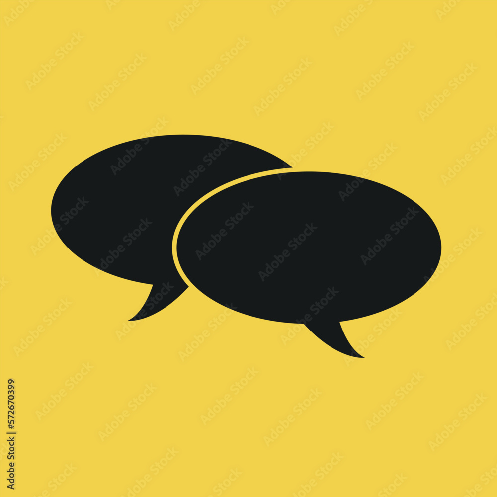 vector black dialog box on yellow background. illustration with two dialog boxes in flat style vector black dialog box on yellow background. illustration with two dialog boxes in flat style