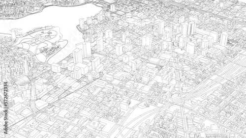 Cityscape Sketch. 3d illustration