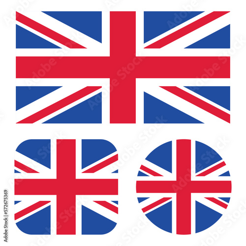 Uk Flag In Rectangle Square And Circle photo