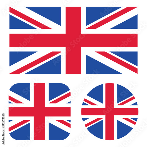 Uk Flag In Rectangle Square And Circle