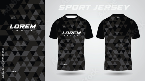 black soccer jersey or football jersey template design for sportswear. Football t-shirt mockup