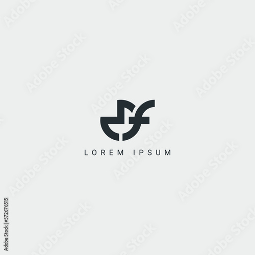 Alphabet letter MF FM logo minimal monogram icon design vector template.