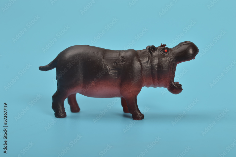 toy rhinoceros isolated on a blue background