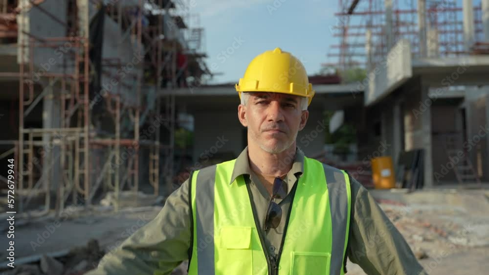 Civil engineer or supervisor inspects and directs workers on a building construction site. Civil engineer or supervisor inspects and directs workers on a building construction site.
