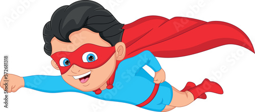 cartoon cute boy in superhero costume
