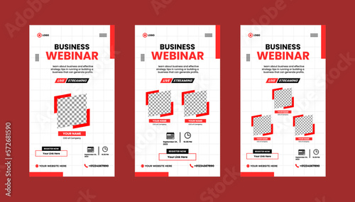 Business invitation webinars social media stories web banner template design	