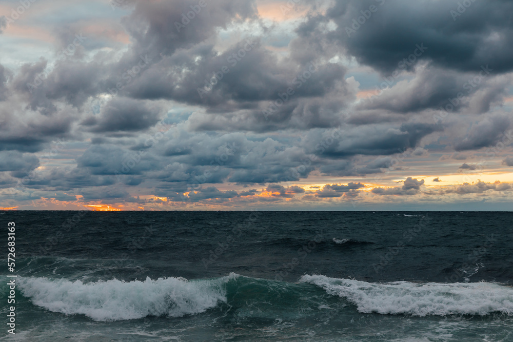 storm at sea sky with clouds nature sunset