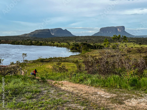 landscape with tepui and a fence photo