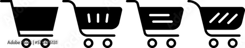 Shopping cart icon. Trolley symbol. Cart icon set. Glyph shopping cart. Black trolley symbol. Stock vector illustration. Online cart sign