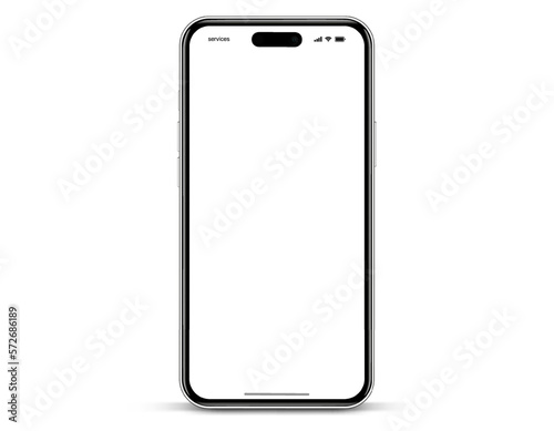 3D realistic high quality smartphone mockup with isolated background. Smart phone mockup collection. Device front view. 3D mobile phone with shadow on white background.