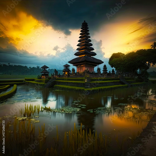 Artificial intelligence illustration of a landscape of Bali