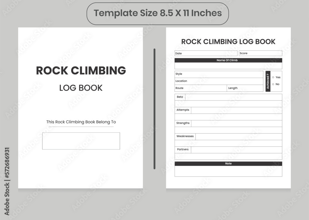 Rock Climbing Log Book and KDP Interior