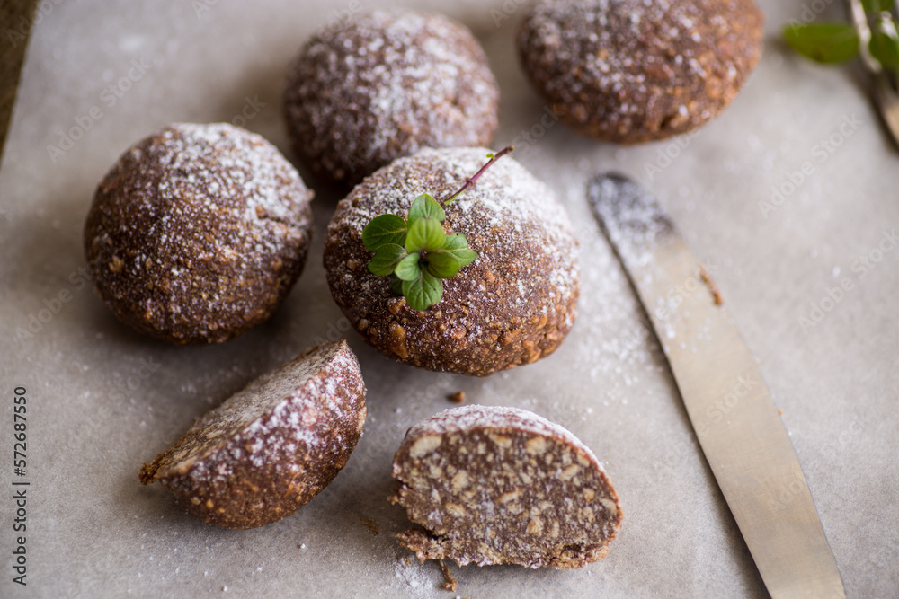 chocolate sweet cakes from mashed biscuits with additives chocolate sweet cakes from mashed biscuits with additives