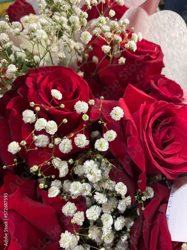 Red roses in a bouquet 