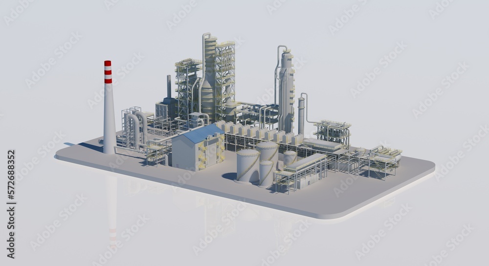 3D plant chimney building model 3D plant chimney building model