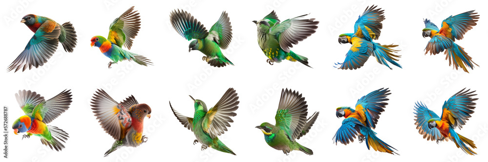 set of colorful birds