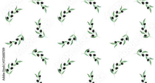 seamless pattern with olive. Olive tree, branches and drop. Black olives. Green olives. 