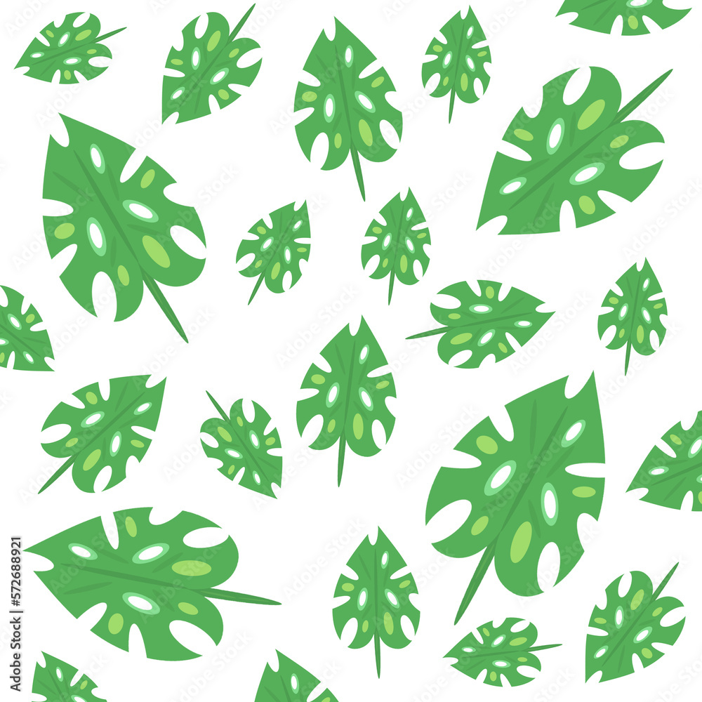Tropical leaves pattern on transparent background. Green leaves design and illustration. Image format in png