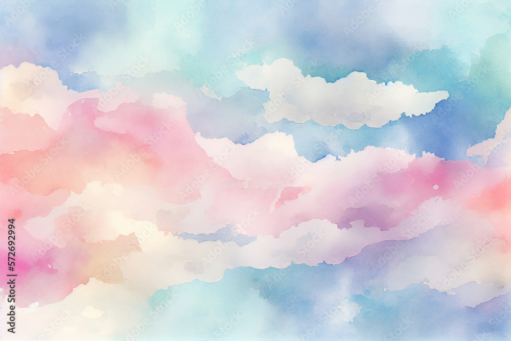 clouds in the sky. watercolor. wallpaper. generative ai clouds in the sky. watercolor. wallpaper. generative ai
