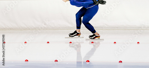 women speed skater during long track speed skating photo