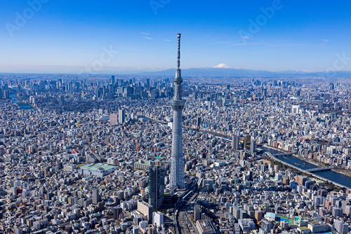 スカイツリーと富士山・都市・2023撮影 photo