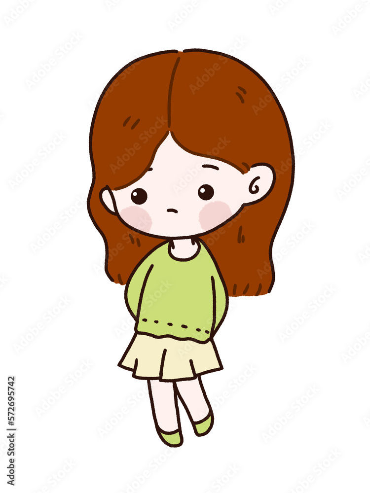 Cute girl cartoon character, avatar minimal portrait Cute girl cartoon character, avatar minimal portrait