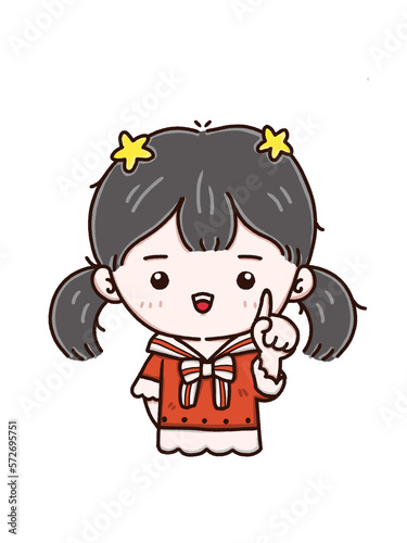 Cute girl cartoon character, avatar minimal portrait 