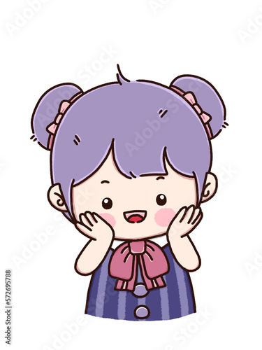 Cute girl cartoon character, avatar minimal portrait 