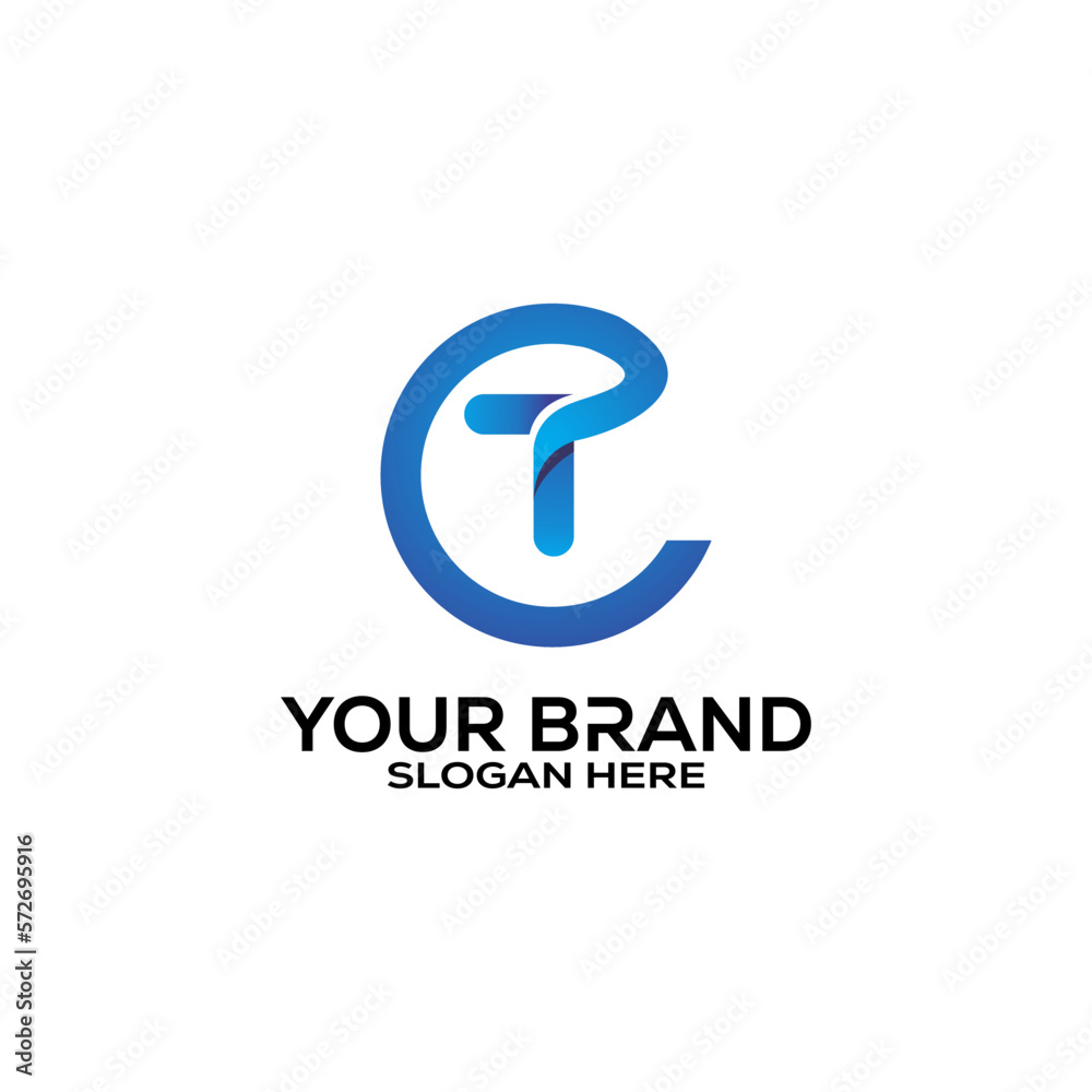 CT Logo, Initial Letter Logo Template, Letter C + Letter T Logo CT Logo, Initial Letter Logo Template, Letter C + Letter T Logo