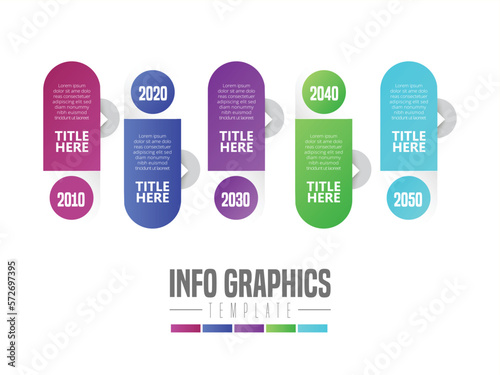 Abstract infographic showing the 5 years process of a business plan timeline For presentations and posters. Vector illustration.