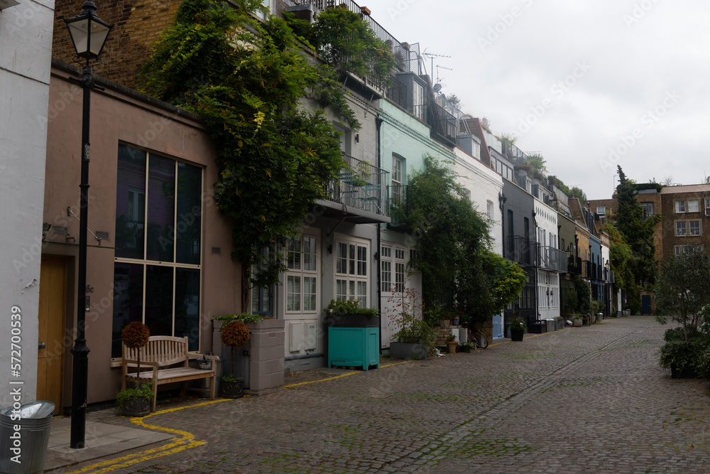 Fototapeta premium Street in Notting Hill, district in the borough of Kensington and Chelsea in central London.