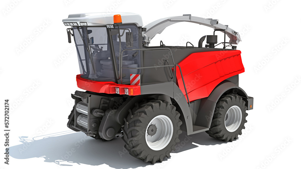 Combine Harvester 3D rendering on white background Combine Harvester 3D rendering on white background