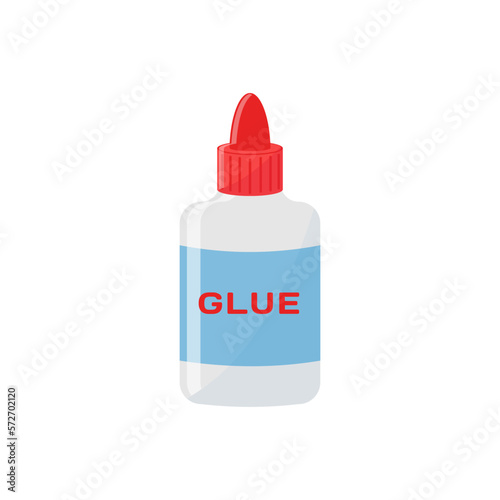Obraz na płótnie Bottle of white glue with orange top isolated on white background. Flat vector illustration w salonie