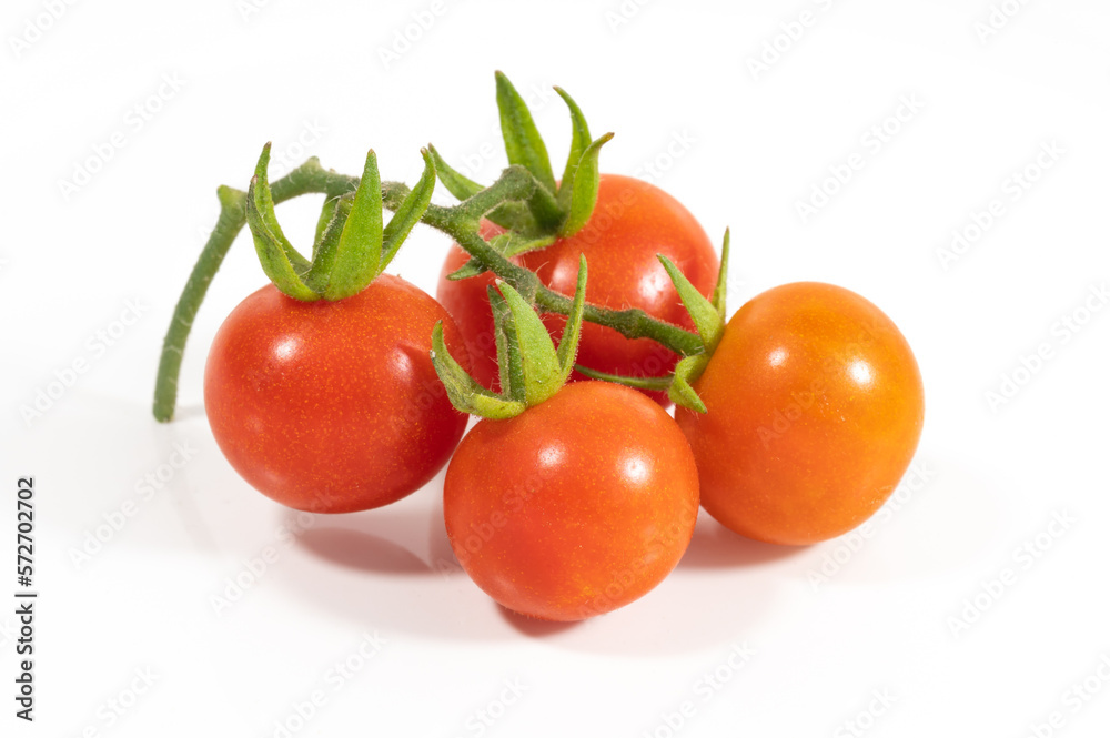Isolated, red tomatoes, white background Isolated, red tomatoes, white background