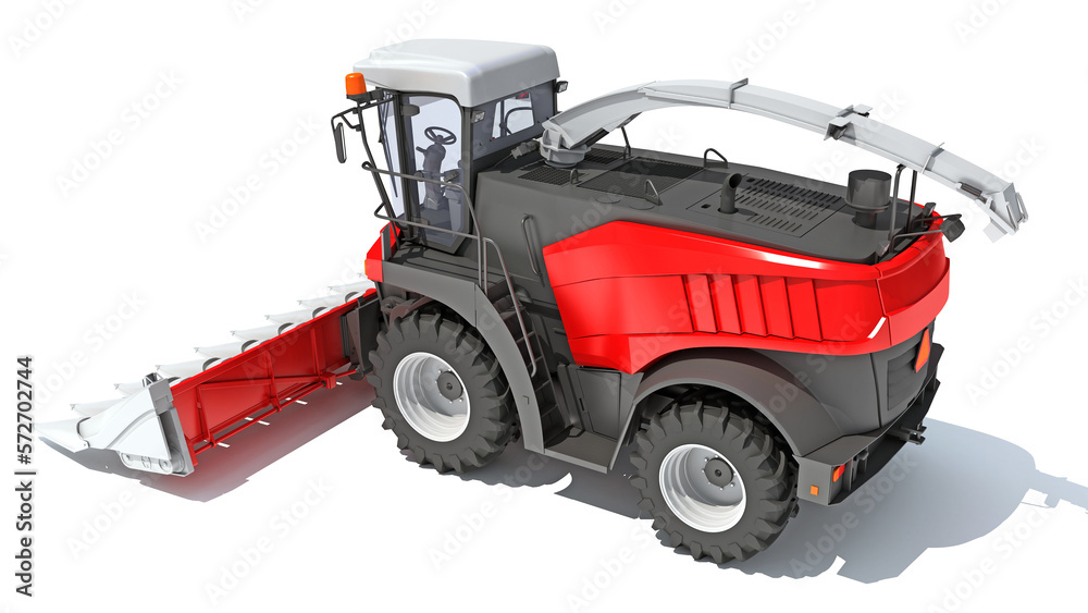 Naklejka premium Combine Harvester 3D rendering on white background