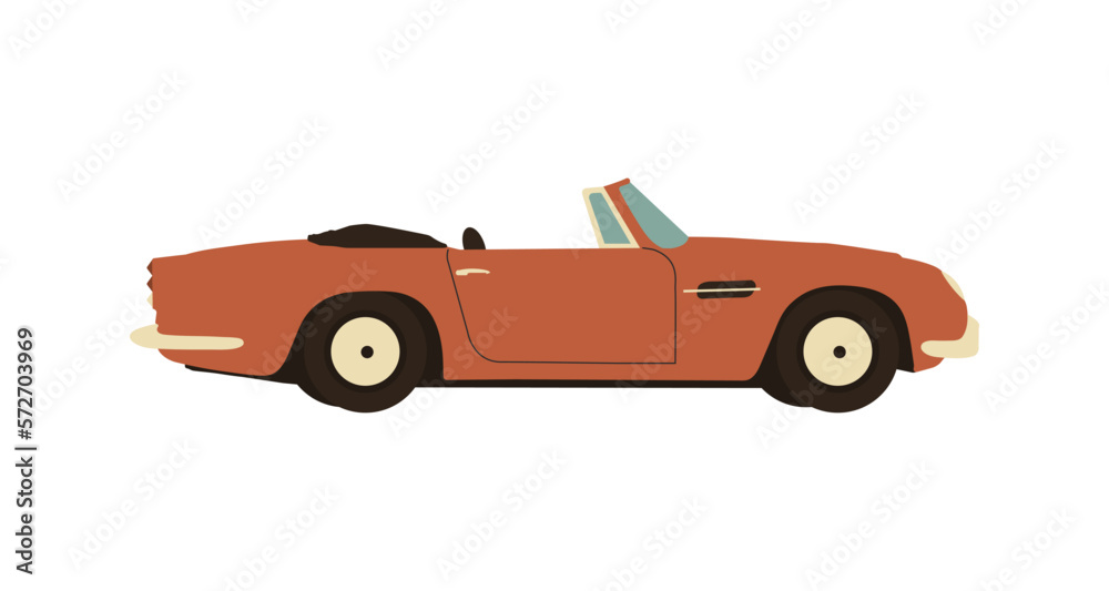 Retro old school car. Flat vector illustration. 