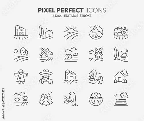 countryside thin line icons