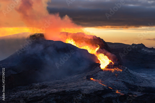 Fagradalsfjall volcano in the evening sun