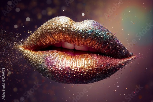 Glitter female lips Generative AI